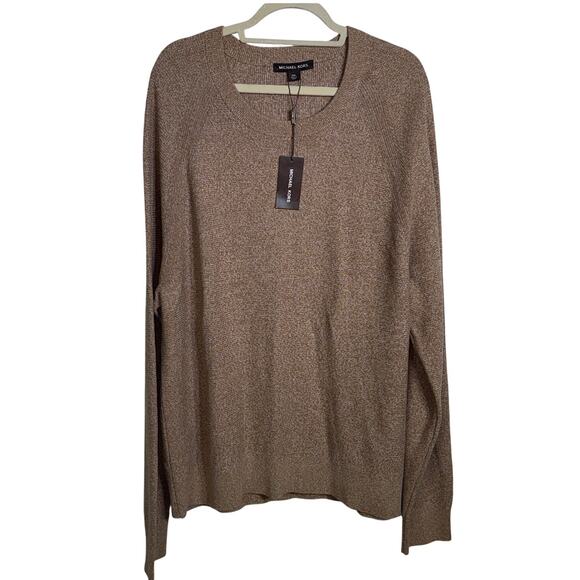 Michael Kors Men's Modern-Fit Textured Mouline Sweater Dark Camel 2XL $128